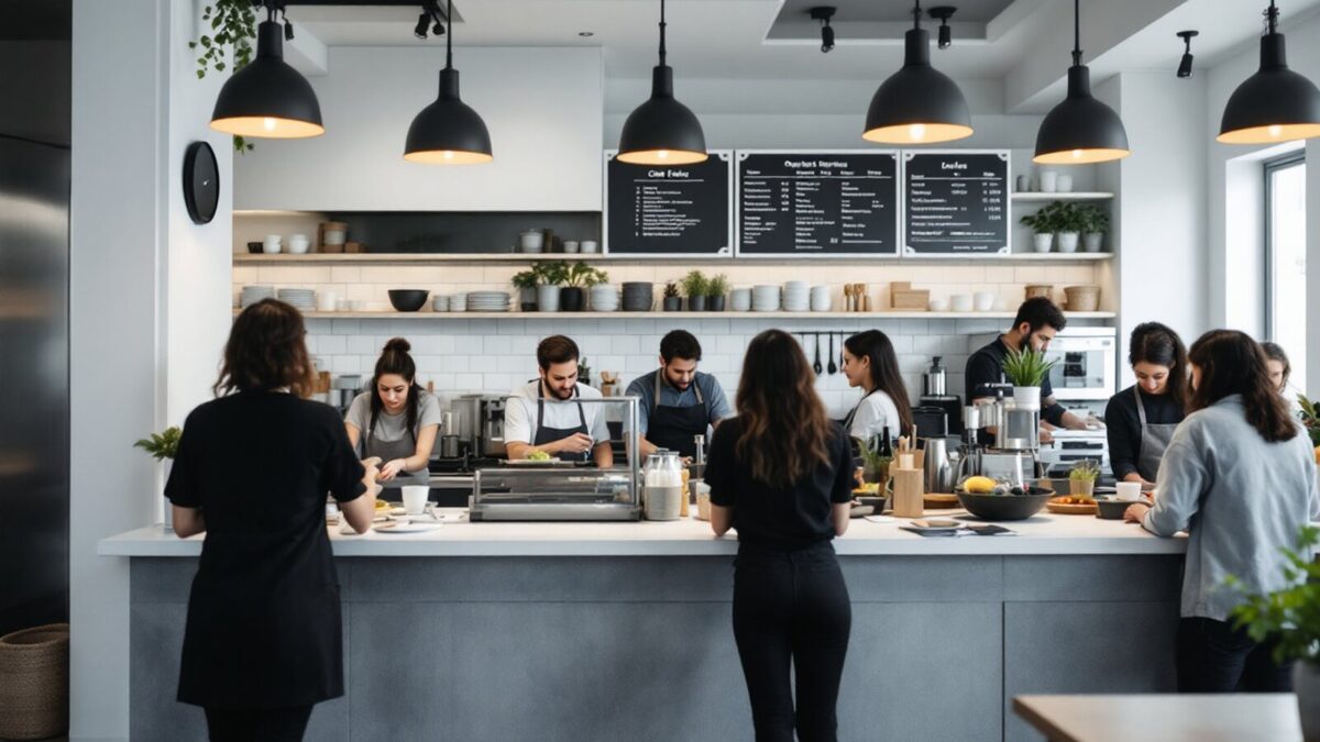 A busy franchise location with a coordinated team
