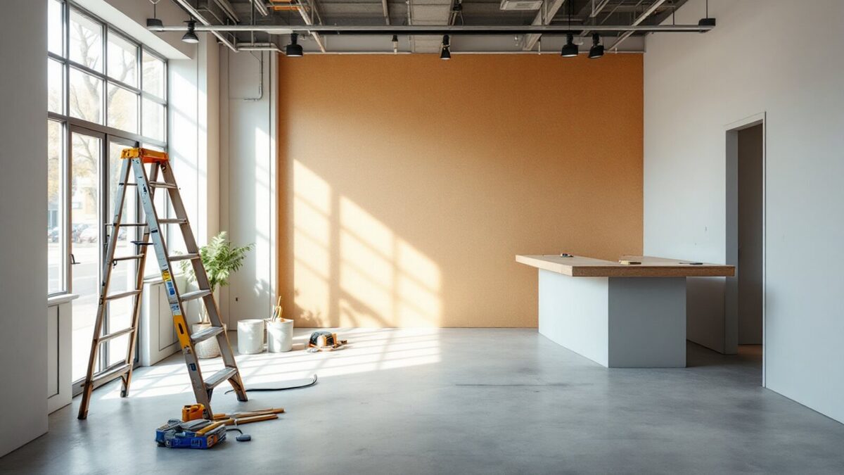 An empty retail unit mid build-out showing where franchise start-up costs go