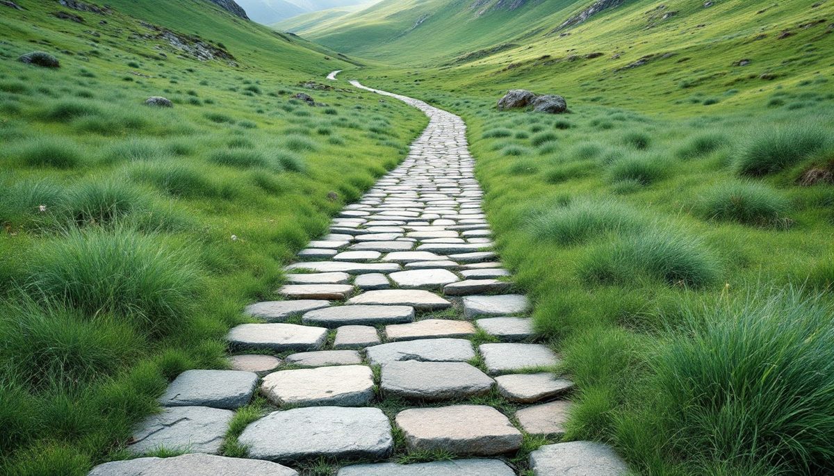 A well-built stone footpath representing following the established system a franchise provides